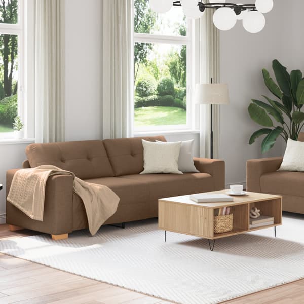 Soffa 2 st Brun Linnenblandad tyg