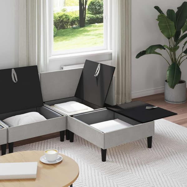 Möbelset för vardagsrummet 4 pcs Ljusgrå Tyg