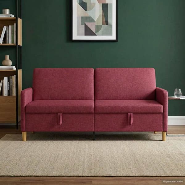 Soffa med förvaring Vinröd 192 x 78 x 87 cm Polyester