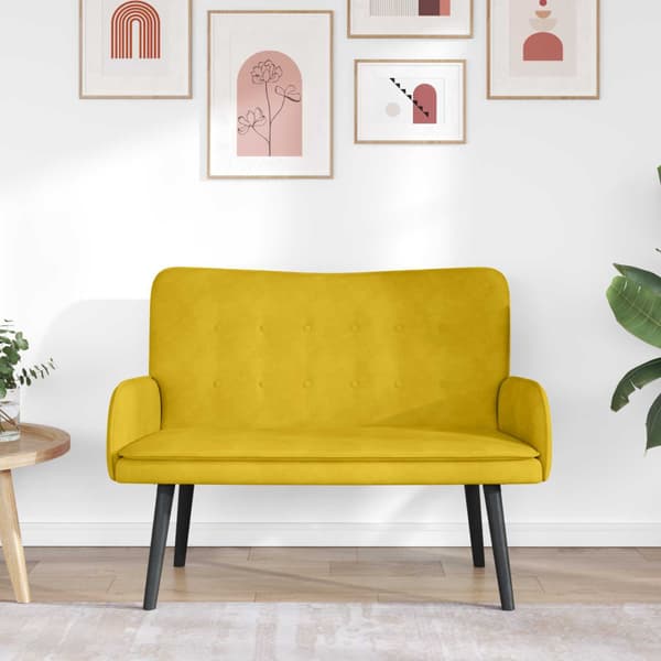 Tvåsitssoffa Gul 115 x 61 x 87 cm Sammet