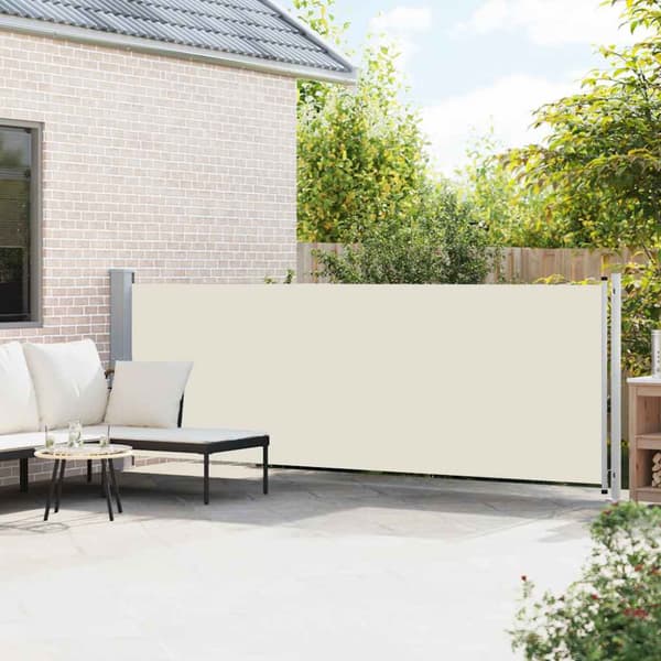 Infällbar sidomarkis 140x600 cm gräddvit