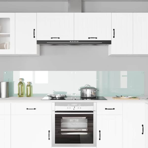 Köksskydd 2 pcs Vit 110 x 40 cm härdat glas