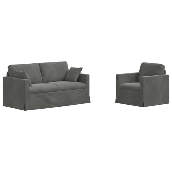 Soffset 2 pcs Mörkgrå 158 x 78 x 80 cm Sammet