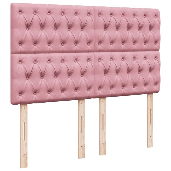Ramsäng med madrass rosa 160x200 cm sammet
