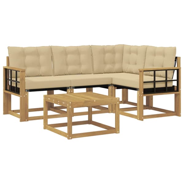 Utomhussoffset med kudde 5 pcs Vit och Beige