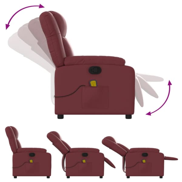Massagefåtölj vinröd konstläder