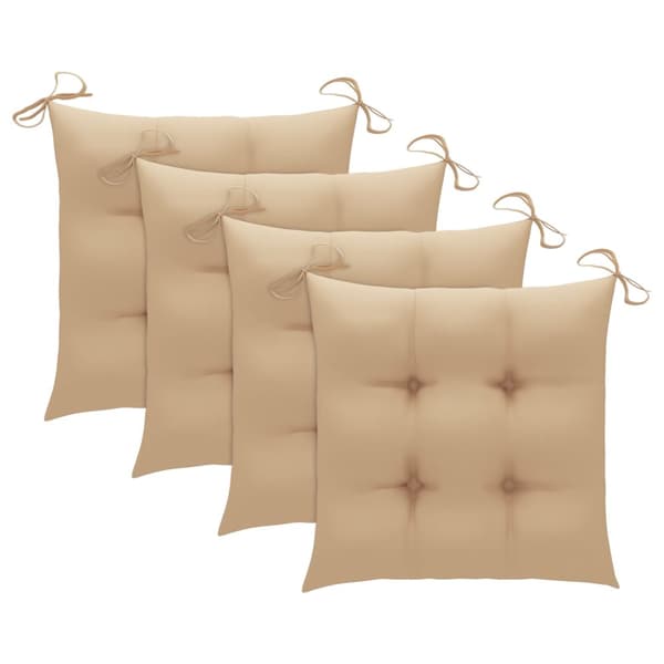 Trädgårdsstolar med beige dynor 4 st massiv teak