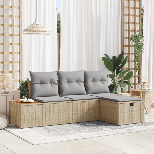 Trädgårdsoffset 4 st Beige konstrotting