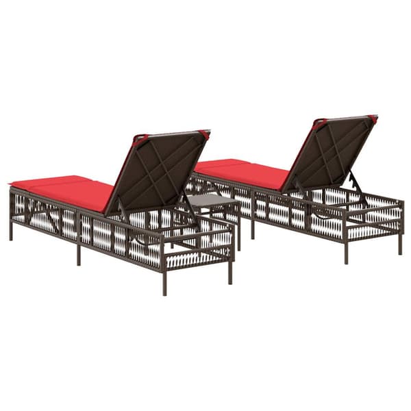 Solstolar 2 st med bord brun konstrotting