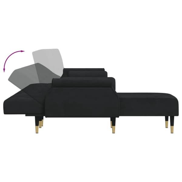 L-formad soffa svart 271x140x70 cm sammet