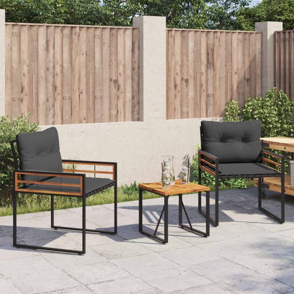 Utemöbelset med kudde 3 pcs Dim grå