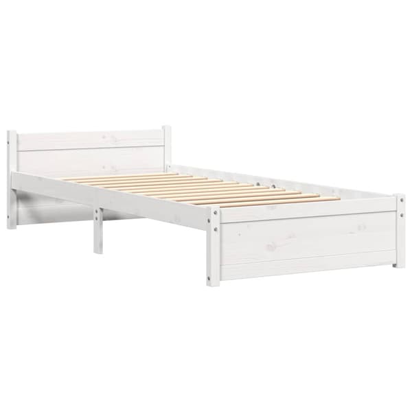Sängram vit massivt trä 90x190 cm