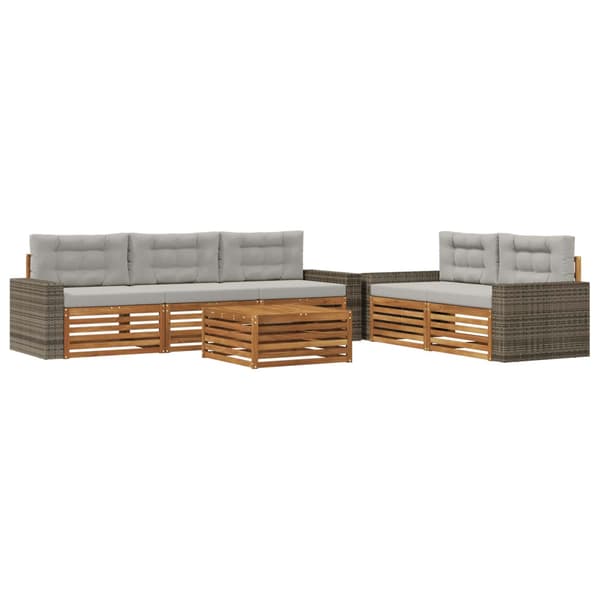 Utomhussoffset 6 pcs Naturlig och ljusgrå