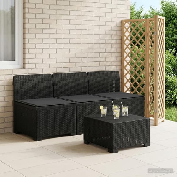 3-sits trädgårdsoffa med kuddar Rattan-look PP Antracit