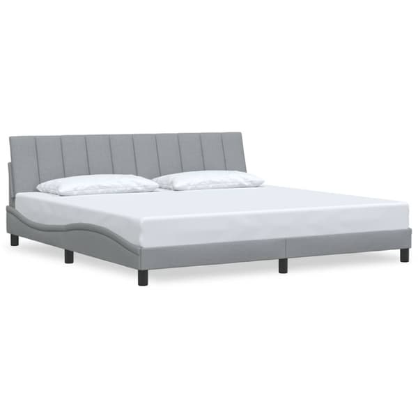 Bed Frame without Mattress "Hanko" Light Grey 200x200 cm Fabric