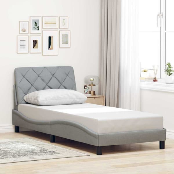 Bed Frame without Mattress Light Grey 90x200 cm Fabric
