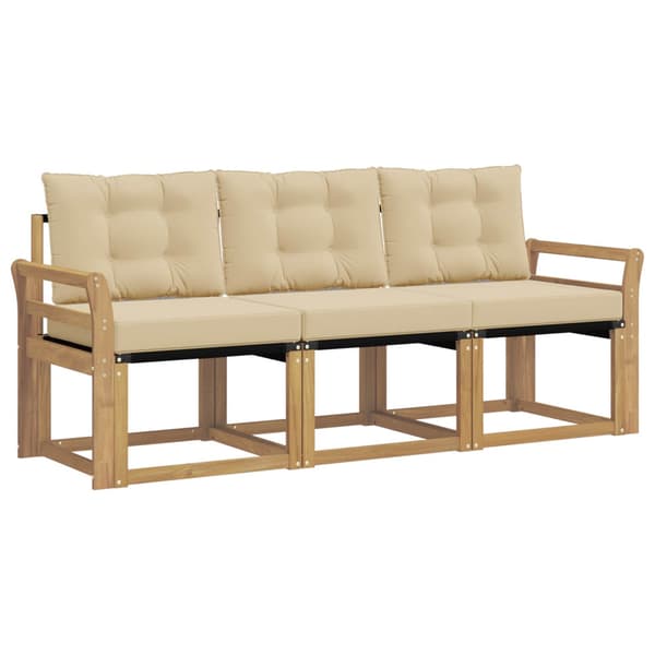 Utomhussoffset med kudde 3 pcs Vit och Beige