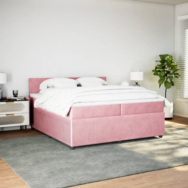 Ramsäng med madrass rosa 200x200 cm sammet