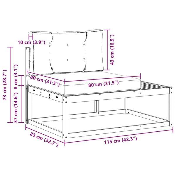 Modulsoffa utomhus med kudde Vit 115 x 83 x 73 cm Polyester