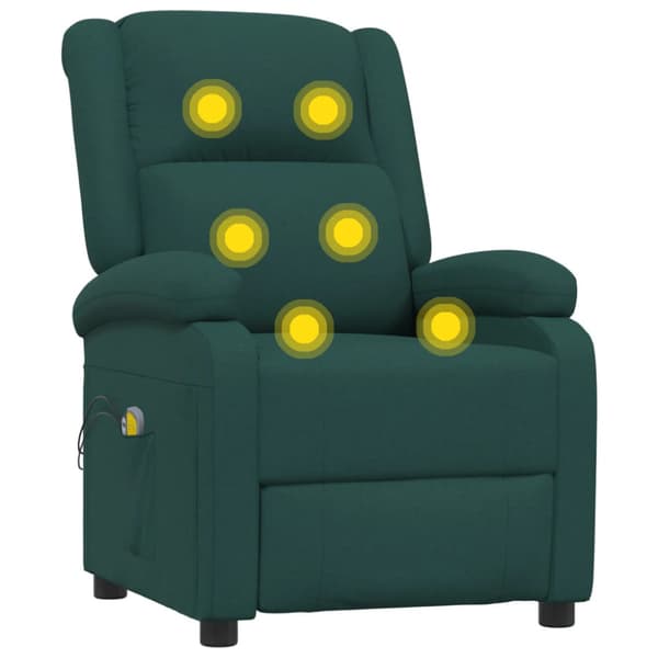 Massagefåtölj mörkgrön tyg