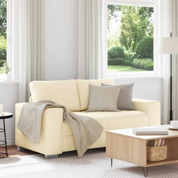 Loveseat soffa cremefärgad 160x77x82 cm manchestertyg
