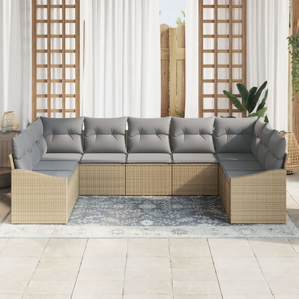 Soffset med kudde 9 pcs Beige konstrotting