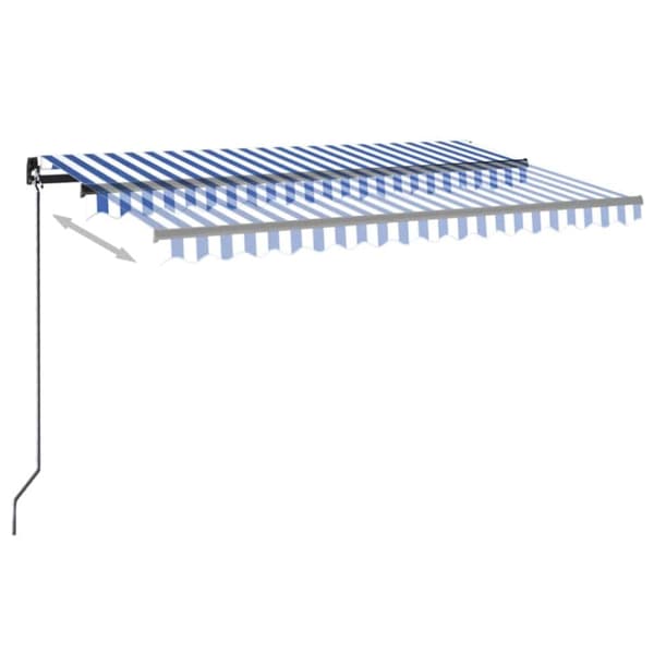 Automatisk markis med vindsensor & LED 450x300 cm blå och vit