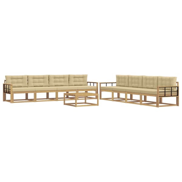 Utomhussoffset 9 pcs Vit och Beige 79 x 79 x 37 cm Polyester