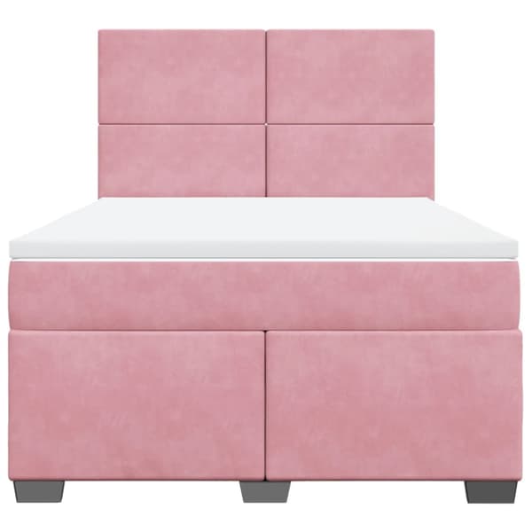 Ramsäng med madrass rosa 140x190 cm sammet