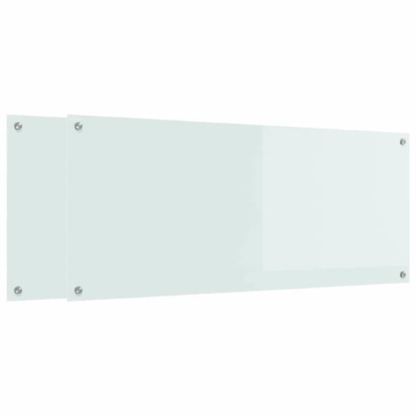 Köksskydd 2 pcs Vit 120 x 50 cm härdat glas