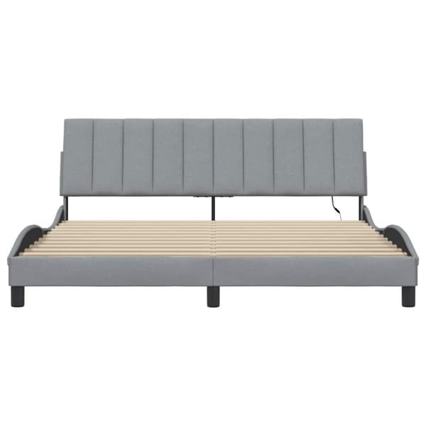 Bed Frame without Mattress "Hanko" Light Grey 180x200cm Fabric