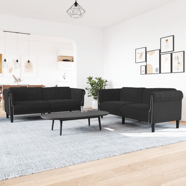 Soffgrupp 2 delar svart sammet