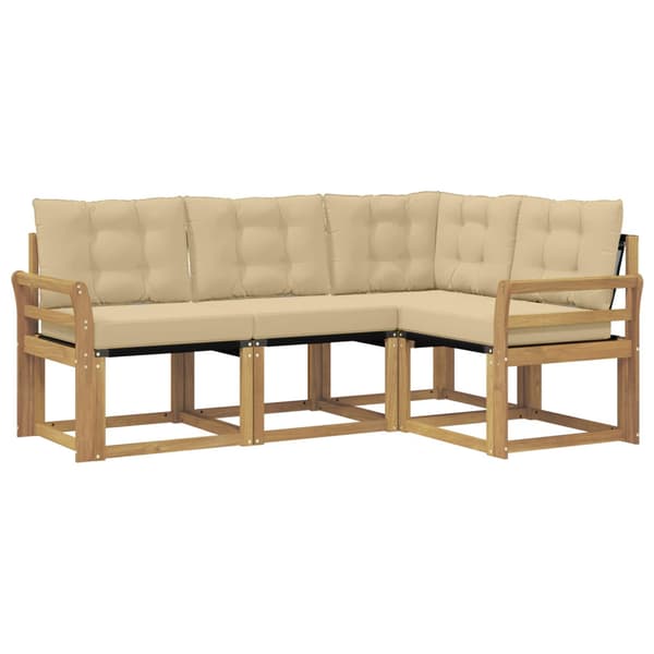 Utomhussoffset med kudde 4 pcs Vit och Beige