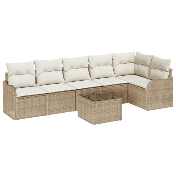 Trädgårdsoffset 7 pcs Beige konstrotting