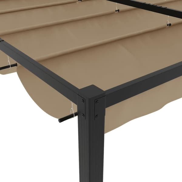 Paviljong med infällbart tak taupe 3x3 m stål