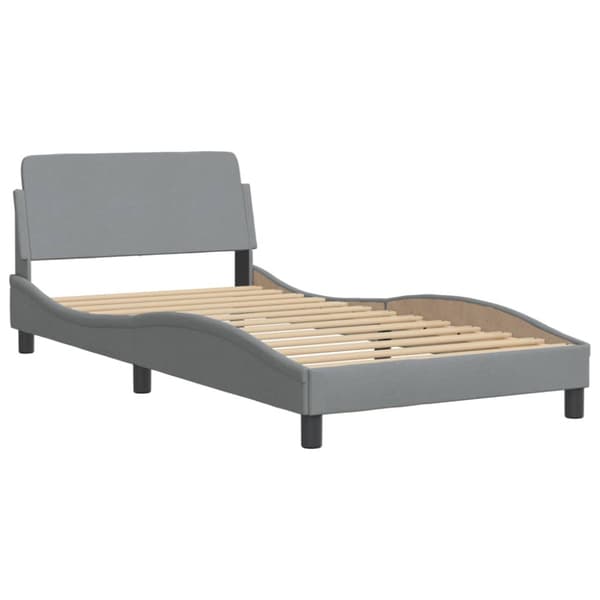Bed Frame without Mattress "Hvar" Light Grey 100x200 cm Fabric