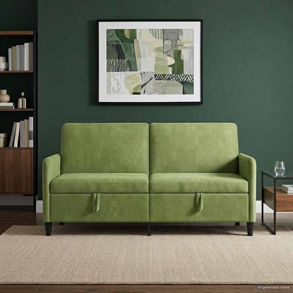 Soffa med förvaring Ljusgrön 172 x 78 x 87 cm Polyester