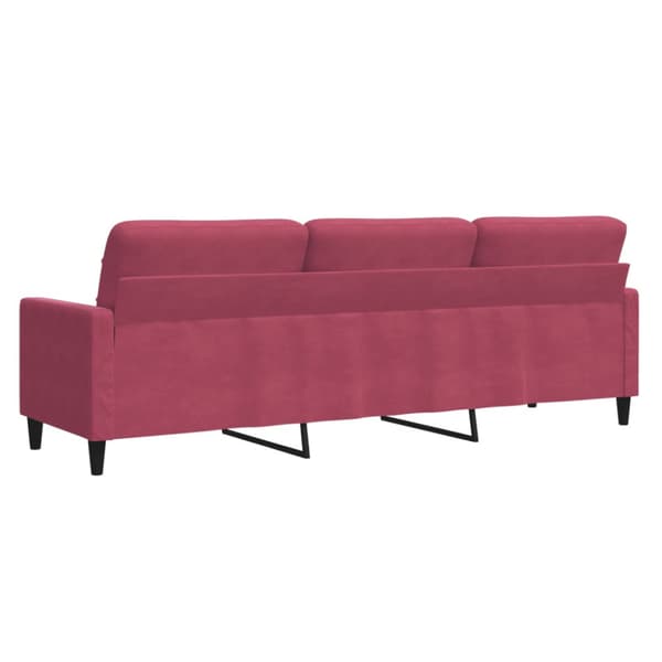 3-sitssoffa vinröd 210 cm sammet