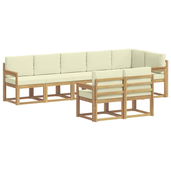 Utomhussoffset med kudde 8 pcs Vit och grädde Polyester