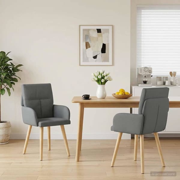Matstolar 2 pcs Tyg Mörkgrå 60 x 56 x 96 cm
