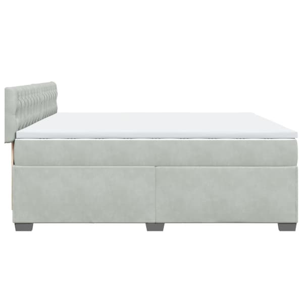 Ramsäng med madrass ljusgrå 200x200 cm sammet