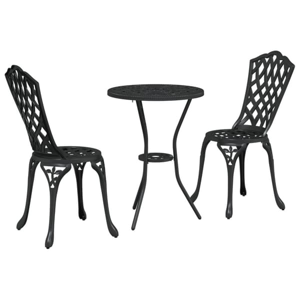 Trädgårds Bistro Set 3 pcs Svart Aluminium