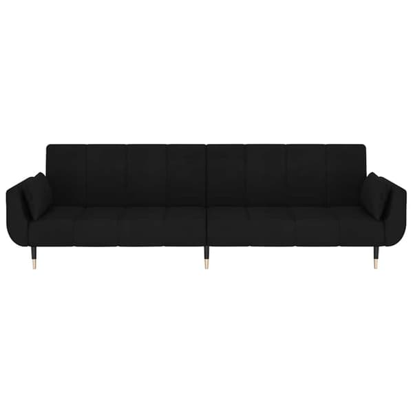 Bäddsoffa 2-sits med två kuddar svart sammet