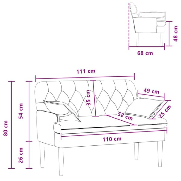 Loveseat med knapprapport Blå 111 x 68 x 80 cm Tyg