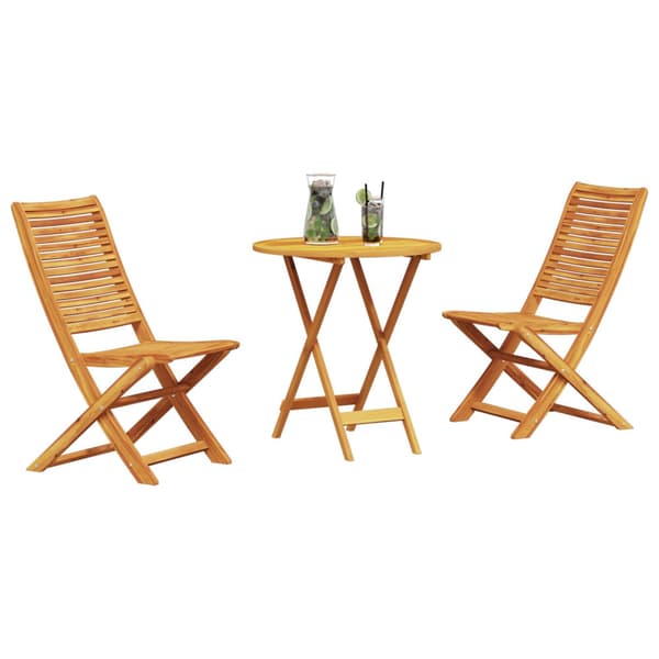 Fällbart bistroset 3 pcs Brun Massivt Akaciaträ