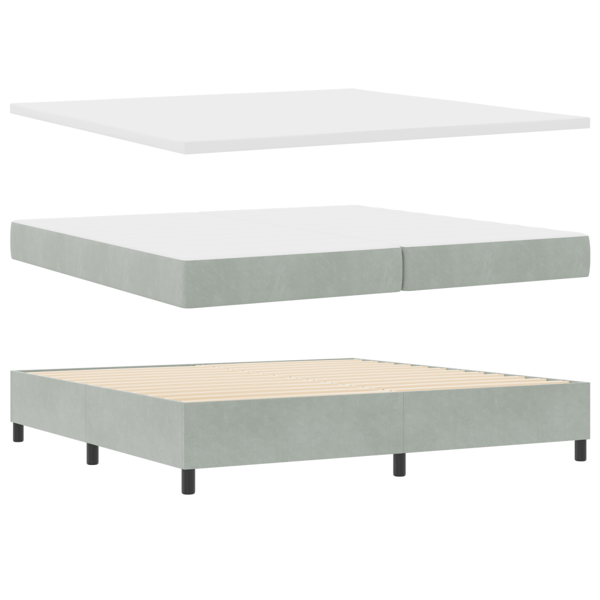 Bäddfjäder med madrass Ljusgrå 200 x 200 cm Sammet