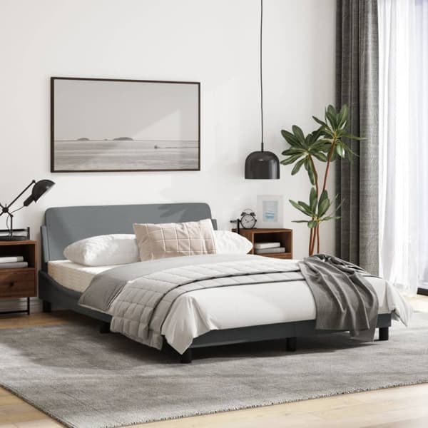 Bed Frame "Dover" Light Grey 140x190 cm Fabric