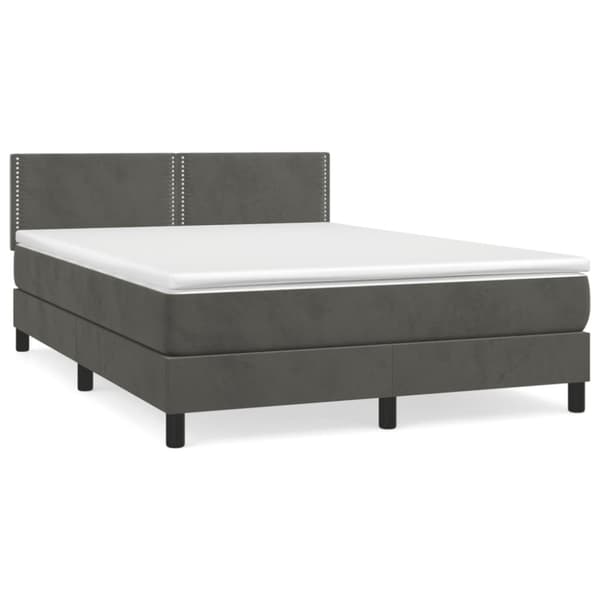 Ramsäng med madrass mörkgrå 140x190 cm sammet