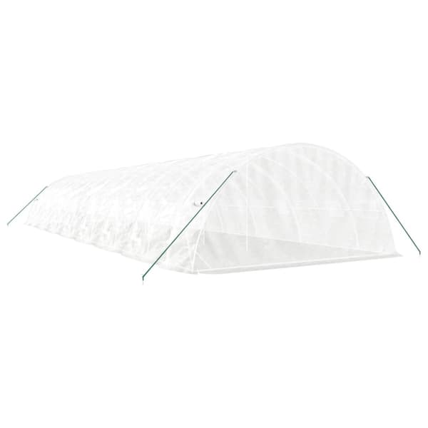 Växthus med stålram vit 80 m² 16x5x2,3 m