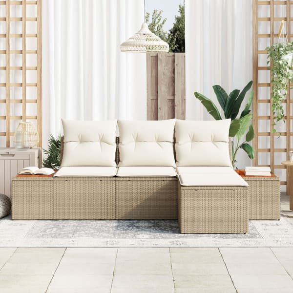 Trädgårdsoffset 4 st Beige konstrotting